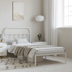 vidaXL Giroletto con Testiera Metallo Bianco 100x200 cm