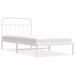 vidaXL Giroletto con Testiera Metallo Bianco 100x200 cm - Vista aggiuntiva 2