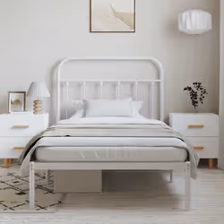 vidaXL Giroletto con Testiera Metallo Bianco 100x200 cm - Vista aggiuntiva 3