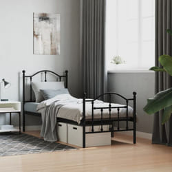 Giroletto con Testiera e Pediera Metallo Nero 75x190 cm Vidaxl