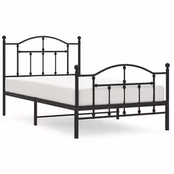 vidaXL Giroletto con Testiera e Pediera Metallo Nero 100x190 cm - Vista aggiuntiva 2