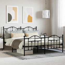 Giroletto con Testiera e Pediera Metallo Nero 160x200 cmcod mxl 81840