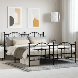 Giroletto con Testiera e Pediera Metallo Nero 180x200 cmcod mxl 105740