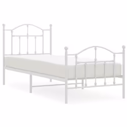vidaXL Giroletto con Testiera e Pediera Metallo Bianco 90x200 cm - Vista aggiuntiva 2