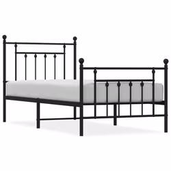 Giroletto con Testiera e Pediera Metallo Nero 90x190 cmcod mxl 105764 - Vista aggiuntiva 2