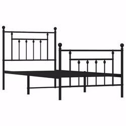 Giroletto con Testiera e Pediera Metallo Nero 90x190 cmcod mxl 105764 - Vista aggiuntiva 3