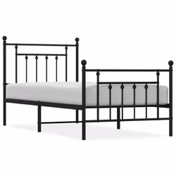 vidaXL Giroletto con Testiera e Pediera Metallo Nero 90x200 cm - Vista aggiuntiva 2