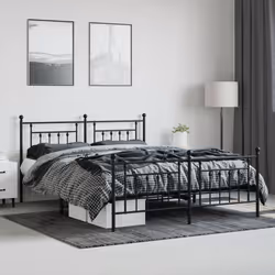 Giroletto con Testiera e Pediera Metallo Nero 180x200 cmcod mxl 81868 - Vista aggiuntiva 3