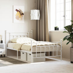 Giroletto con Testiera e Pediera Metallo Bianco 100x200 cmcod mxl 81879