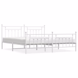 vidaXL Giroletto con Testiera e Pediera Metallo Bianco 200x200 cm - Vista aggiuntiva 2