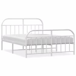Giroletto con Testiera e Pediera Metallo Bianco 135x190 cmcod mxl 129218 - Vista aggiuntiva 2