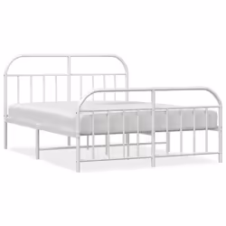 vidaXL Giroletto con Testiera e Pediera Metallo Bianco 140x190 cm - Vista aggiuntiva 2