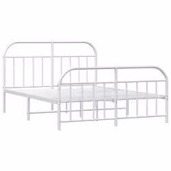 vidaXL Giroletto con Testiera e Pediera Metallo Bianco 140x190 cm - Vista aggiuntiva 3
