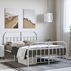 Giroletto con Testiera e Pediera Metallo Bianco 150x200 cmcod mxl 105535