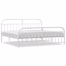 vidaXL Giroletto con Testiera e Pediera Metallo Bianco 200x200 cm - Vista aggiuntiva 2