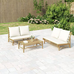 Vidaxl - Panchina da Giardino, Panca da Giardino con Cuscini Bianco Crema in Bambù