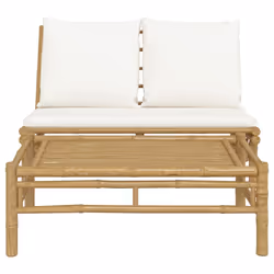 Set Salotto da Giardino 2pz con Cuscini Bianco Crema in Bambùcod mxl 95697 - Vista aggiuntiva 3