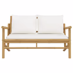 Panca da Giardino con Cuscini Bianco Crema in Bambùcod mxl 70690 - Vista aggiuntiva 3