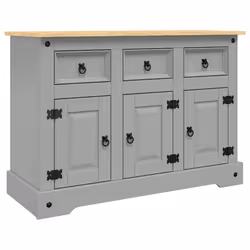 vidaXL Credenza Corona Grigia 112x43x78 cm in Legno di Pino Messicano - Vista aggiuntiva 2