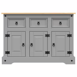 vidaXL Credenza Corona Grigia 112x43x78 cm in Legno di Pino Messicano - Vista aggiuntiva 3