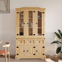 Credenza Corona Marrone 112x43x196cm in Legno di Pino Messicanocod mxl 131515 - Vista aggiuntiva 3