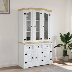 vidaXL Credenza Corona Bianca 112x43x196 cm in Legno di Pino Messicano