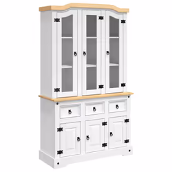 vidaXL Credenza Corona Bianca 112x43x196 cm in Legno di Pino Messicano - Vista aggiuntiva 2