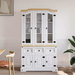 vidaXL Credenza Corona Bianca 112x43x196 cm in Legno di Pino Messicano - Vista aggiuntiva 3