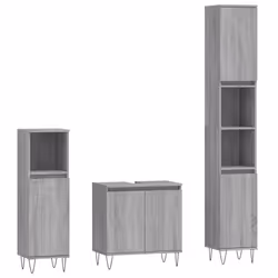 VidaXL 3187795, Grigio, Quercia, Metallo, Legno, 580 mm, 330 mm, 600 mm, 3 pz