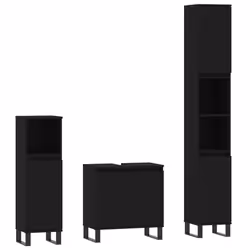 VidaXL 3187798, Nero, Metallo, Legno, 580 mm, 330 mm, 600 mm, 3 pz