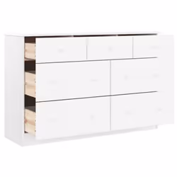 vidaXL Cassettiera ALTA Bianca 112x35x73 cm in Legno Massello di Pino - Vista aggiuntiva 3