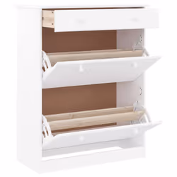 Scarpiera ALTA Bianca 77x35x96 cm in Legno Massello di Pinocod mxl 104499 - Vista aggiuntiva 3