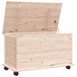 vidaXL Cassapanca con Ruote ALTA 73x39,5x43 cm Legno Massello di Pino - Vista aggiuntiva 2