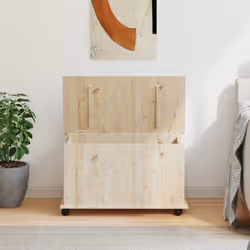 vidaXL Cassapanca con Ruote ALTA 73x39,5x43 cm Legno Massello di Pino - Vista aggiuntiva 3