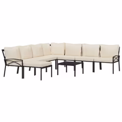 Set Salotto da Giardino 9pz con Cuscini Sabbia in Acciaiocod mxl 76733 - Vista aggiuntiva 3