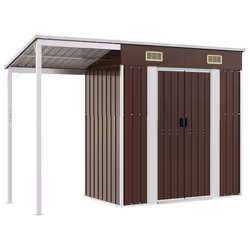 Capanno Giardino Tetto Esteso Marrone 277x110,5x181cm Acciaiocod mxl 120726 - Vista aggiuntiva 2
