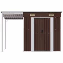 Capanno Giardino Tetto Esteso Marrone 277x110,5x181cm Acciaiocod mxl 120726 - Vista aggiuntiva 3
