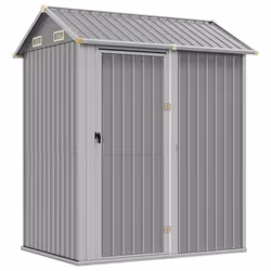 vidaXL Casetta da giardino grigio chiaro 192x152,5x237 cm in acciaio zincato - Vista aggiuntiva 2