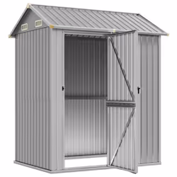 vidaXL Casetta da giardino grigio chiaro 192x152,5x237 cm in acciaio zincato - Vista aggiuntiva 3