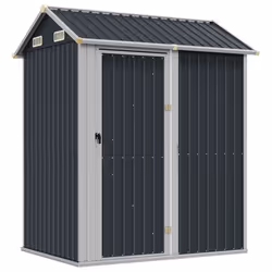 Capanno da Giardino Antracite 192x152,5x237cm Acciaio Zincatocod mxl 131652 - Vista aggiuntiva 2