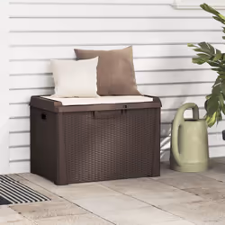 Questo baule da giardino con l'aspetto in rattan è ideale per riporre cuscini, guanciali, coperte, giocattoli, e altri oggett ...