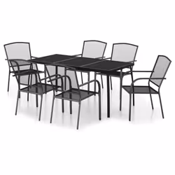 vidaXL Set da Pranzo da Giardino 7 pz in Acciaio Antracite - Vista aggiuntiva 2