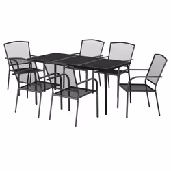 vidaXL Set da Pranzo da Giardino 7 pz in Acciaio Antracite - Vista aggiuntiva 3