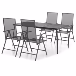 Set da Pranzo da Giardino 5 pz in Acciaio Antracitecod mxl 100707 - Vista aggiuntiva 2