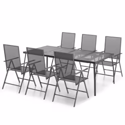 Set da Pranzo da Giardino 7 pz in Acciaio Antracitecod mxl 76746 - Vista aggiuntiva 2