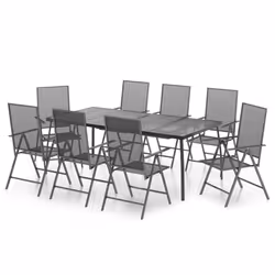 vidaXL Set da Pranzo da Giardino 9 pz in Acciaio Antracite - Vista aggiuntiva 2