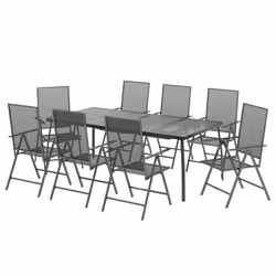 vidaXL Set da Pranzo da Giardino 9 pz in Acciaio Antracite - Vista aggiuntiva 3