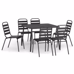 vidaXL Set da Pranzo da Giardino 7 pz in Acciaio Antracite - Vista aggiuntiva 2