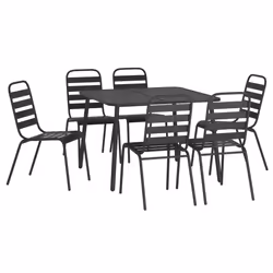 vidaXL Set da Pranzo da Giardino 7 pz in Acciaio Antracite - Vista aggiuntiva 3