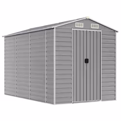 Capanno da Giardino Grigio Chiaro 191x300x198cm Acciaio Zincatocod mxl 74492 - Vista aggiuntiva 2